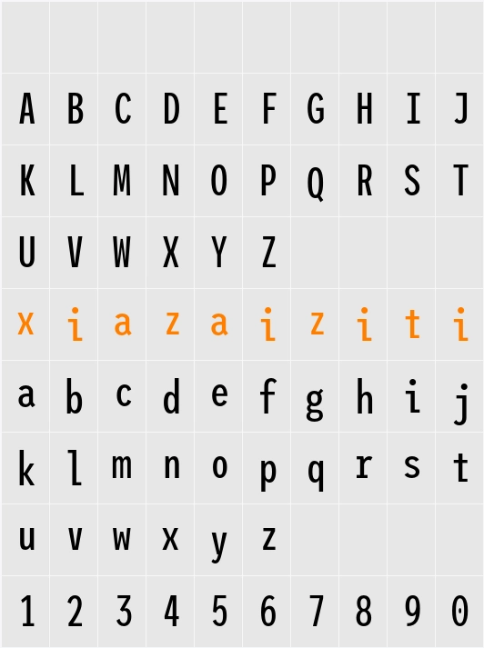 League Mono Condensed 字符映射表