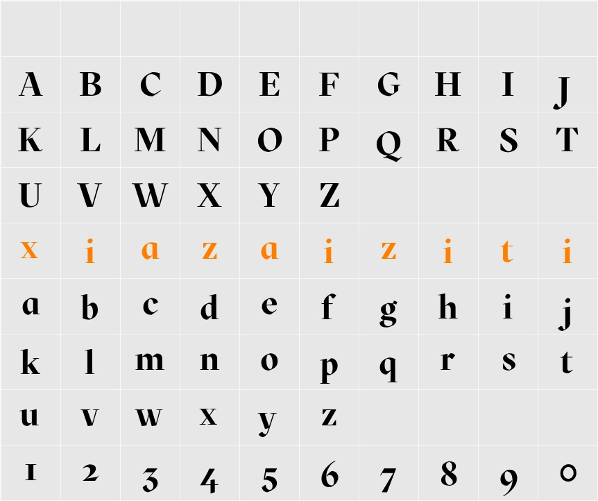 Mazius Display 字符映射表
