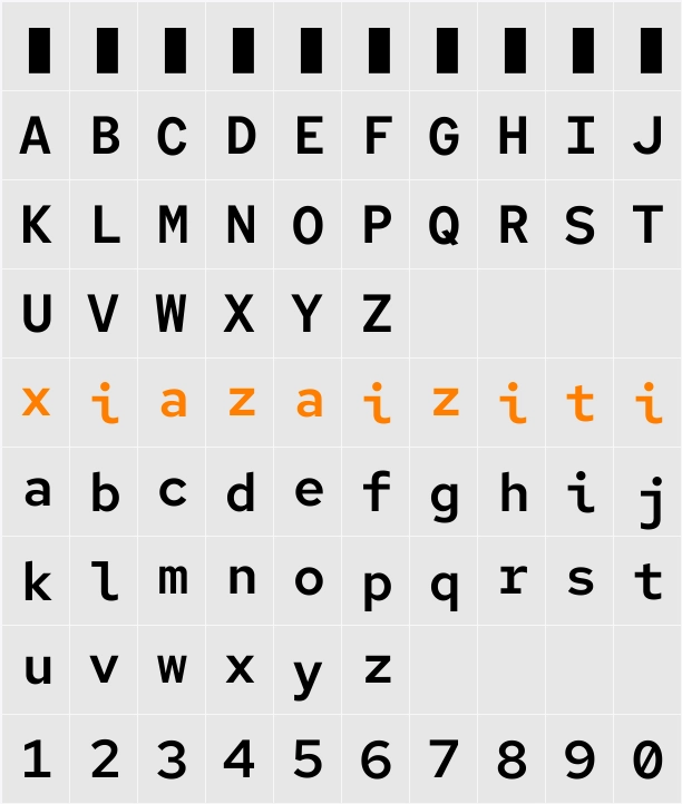 Red Hat Mono SemiBold 字符映射表
