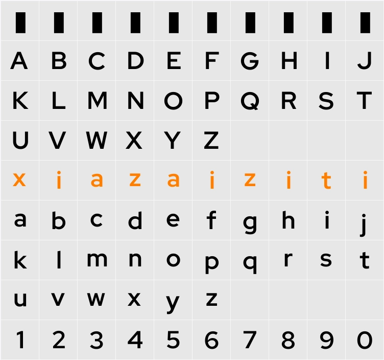 Red Hat Display 字符映射表