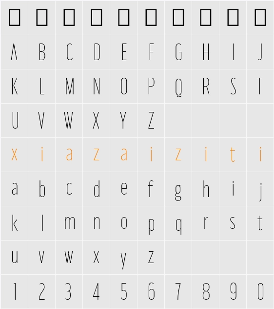 Moniqa Thin Paragraph 字符映射表