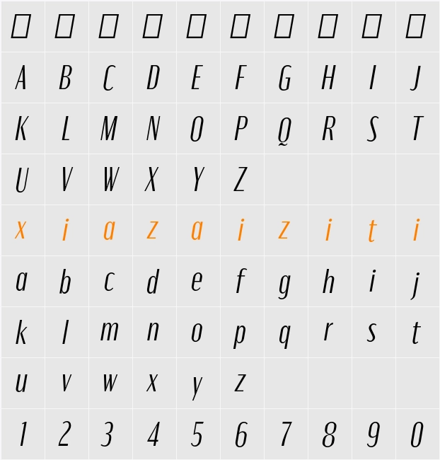 Moniqa Ita Paragraph 字符映射表