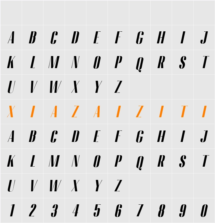 Migha Black Cond Slant 字符映射表