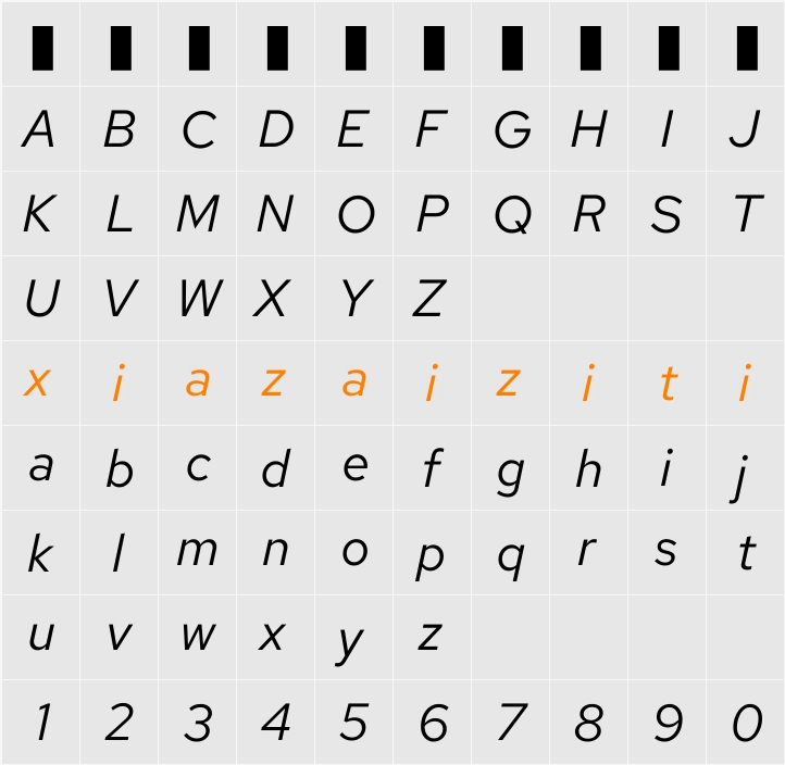 Red Hat Text 字符映射表