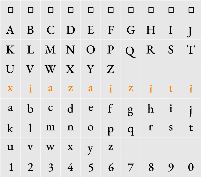 EB Garamond Medium 字符映射表