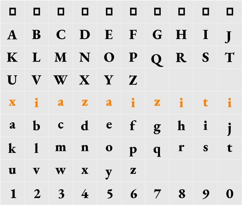 EB Garamond ExtraBold 字符映射表