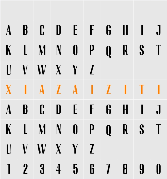 Migha Cond 字符映射表
