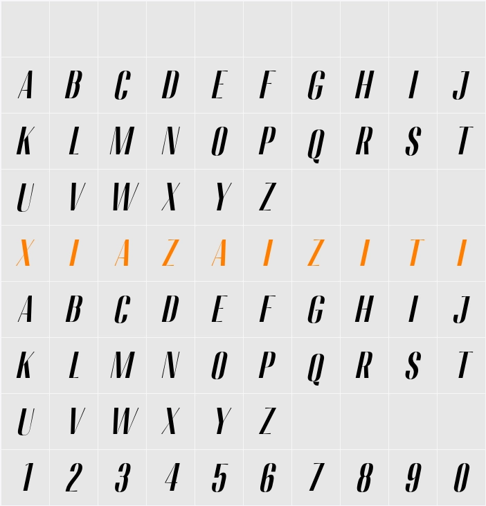 Migha Cond Slant 字符映射表