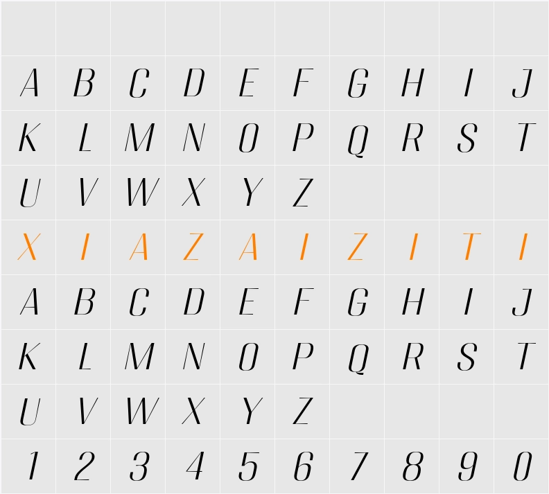 Migha Light SemExp Slant 字符映射表