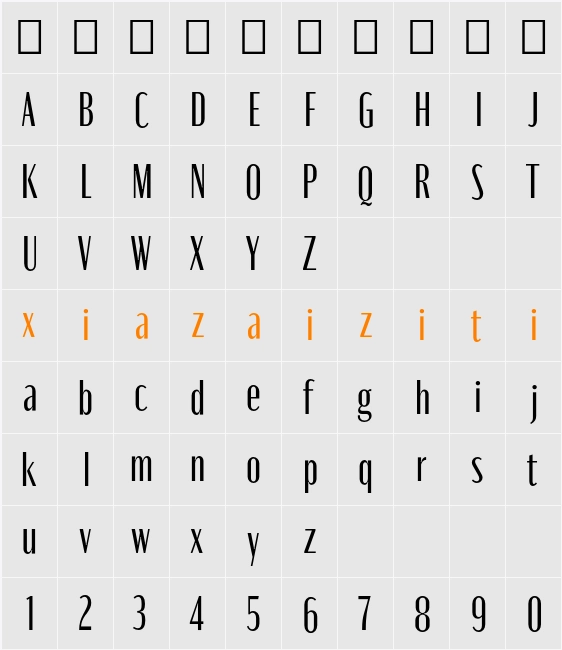 Moniqa Med Narrow Paragraph 字符映射表