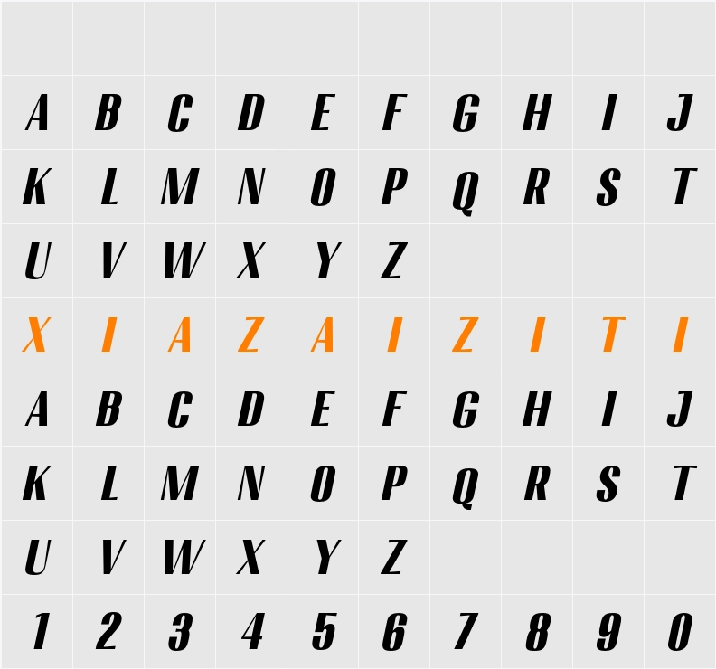 Migha Black Slant 字符映射表