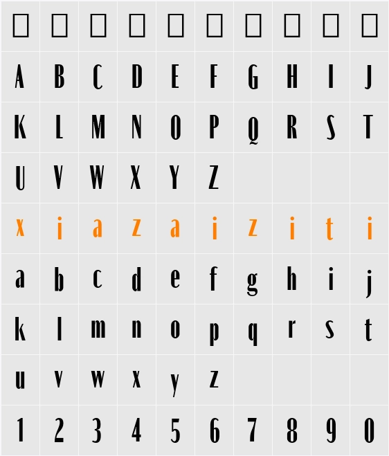 Moniqa Black Cond Paragraph 字符映射表