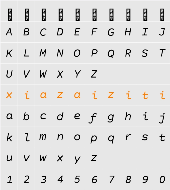 Courier Prime Sans 字符映射表