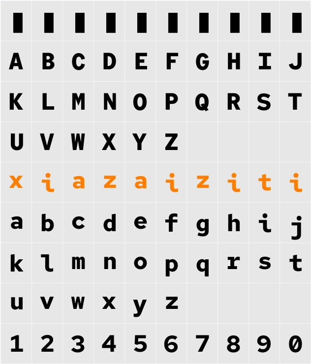 Red Hat Mono 字符映射表