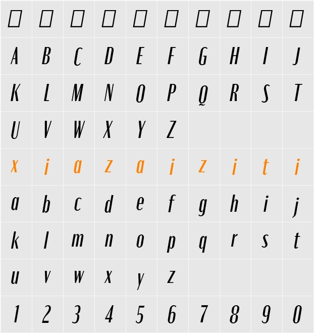 Moniqa SmBd Nr It Paragraph 字符映射表