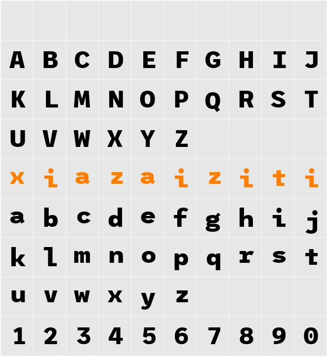 League Mono ExtraBold 字符映射表