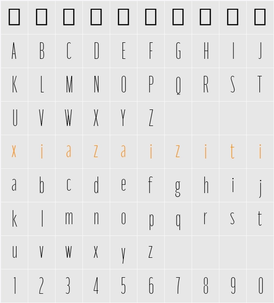 Moniqa Thin Cond Paragraph 字符映射表