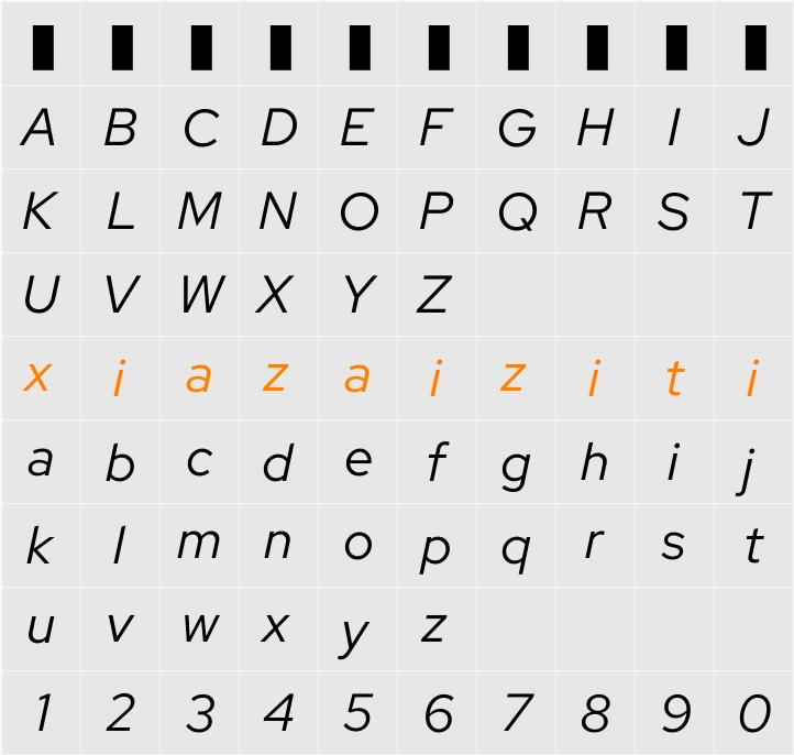 Red Hat Display 字符映射表