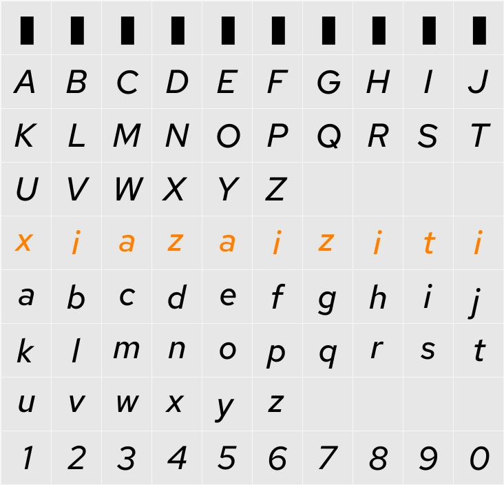 Red Hat Text Medium 字符映射表