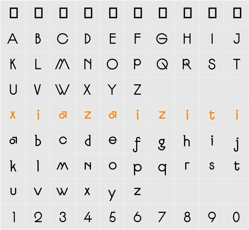 Sense Font1.0 字符映射表