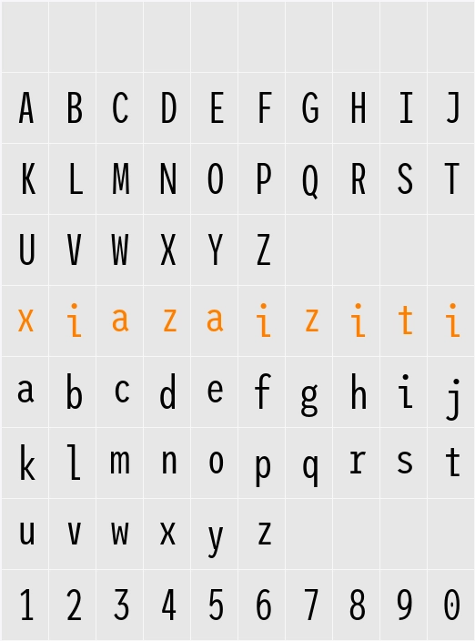 League Mono Condensed Light 字符映射表