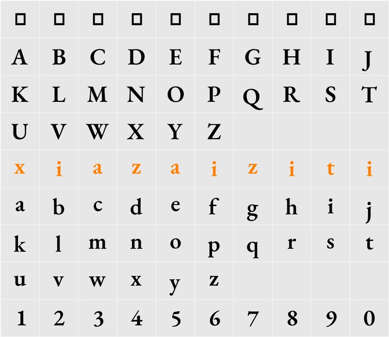 EB Garamond SemiBold 字符映射表