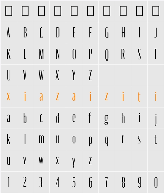 Moniqa Cond Paragraph 字符映射表