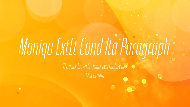 Moniqa ExtLt Cond Ita Paragraph 字体预览图
