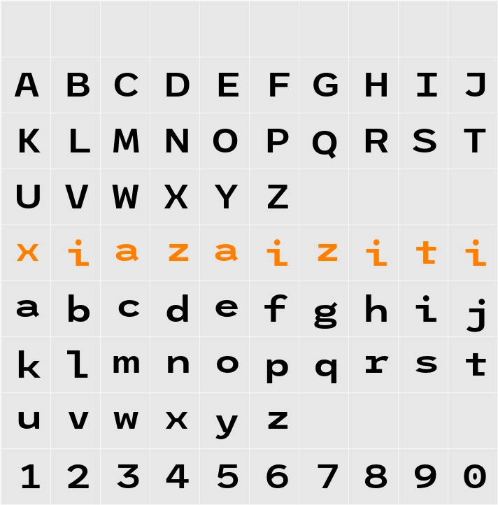 League Mono Wide SemiBold 字符映射表