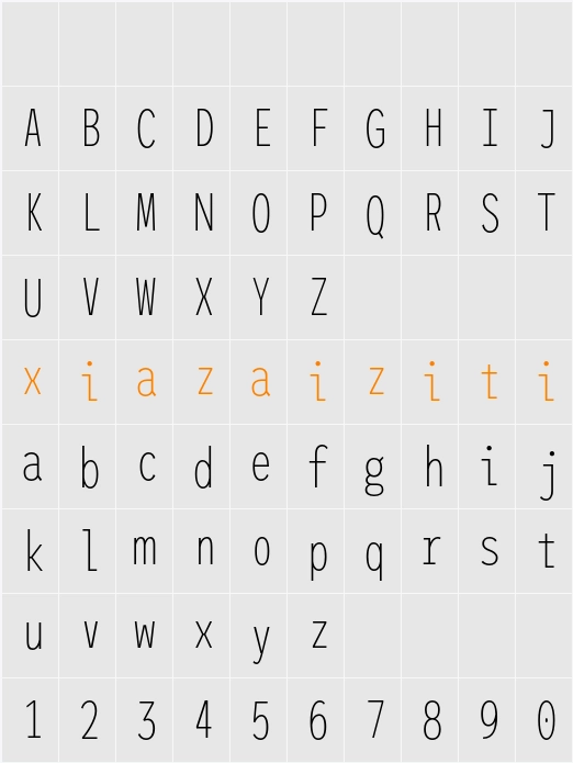 League Mono Condensed Thin 字符映射表
