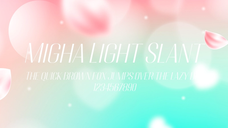 Migha Light Slant 字体预览图