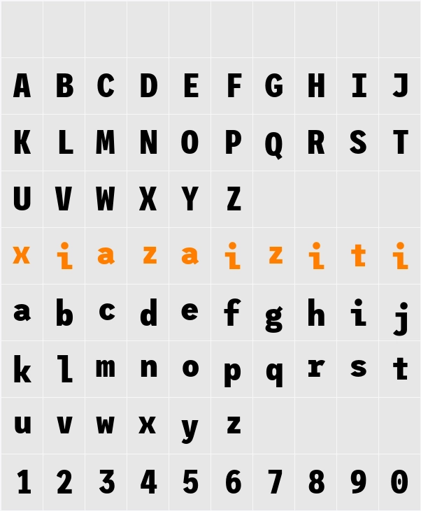 League Mono Narrow ExtraBold 字符映射表