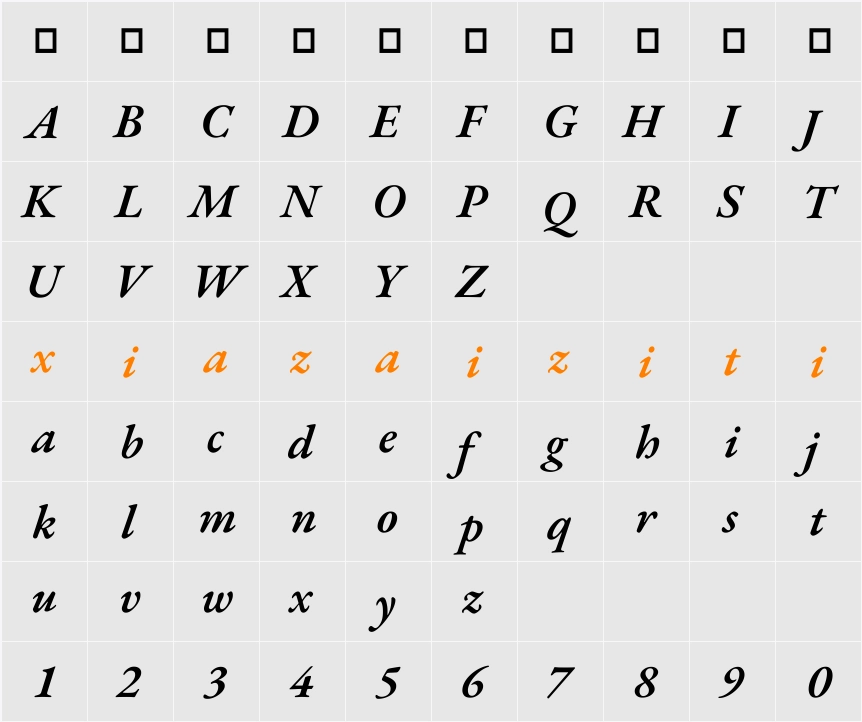 EB Garamond SemiBold 字符映射表