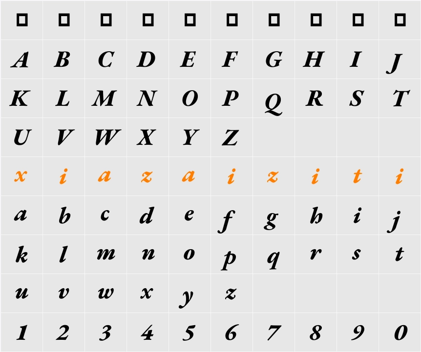 EB Garamond ExtraBold 字符映射表