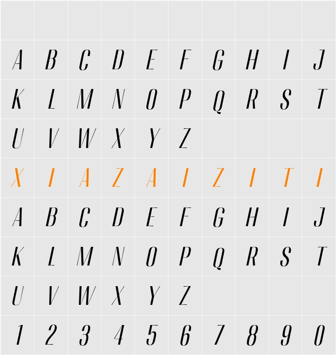 Migha Cond Slant 字符映射表