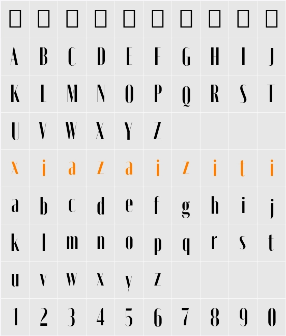Moniqa Narrow Display 字符映射表