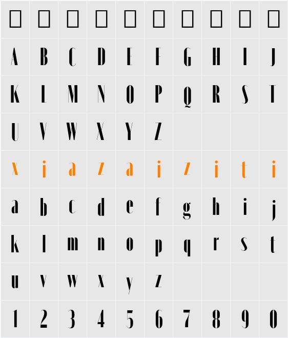 Moniqa Black Cond Display 字符映射表