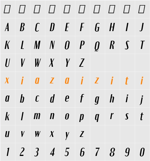 Moniqa Ita Paragraph 字符映射表