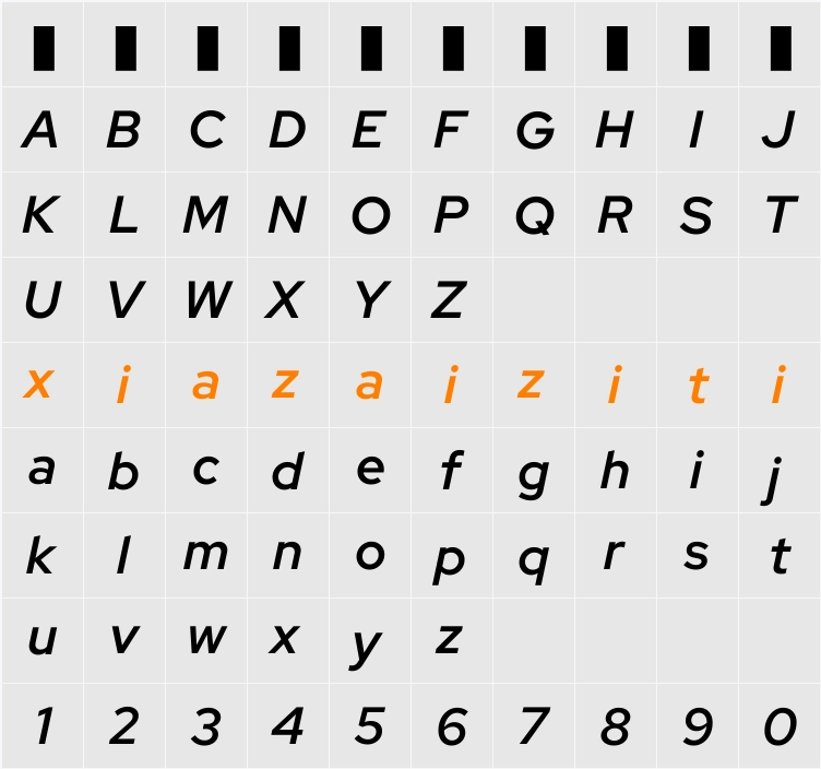 Red Hat Display 字符映射表