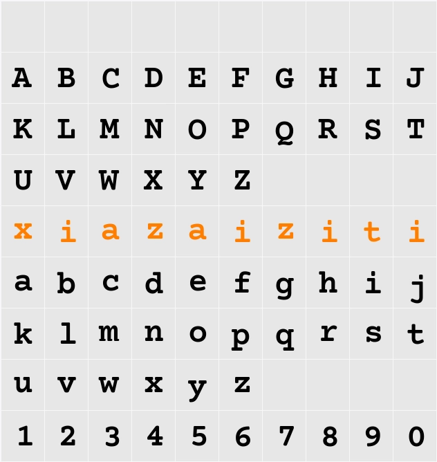 Courier Prime SemiBold 字符映射表