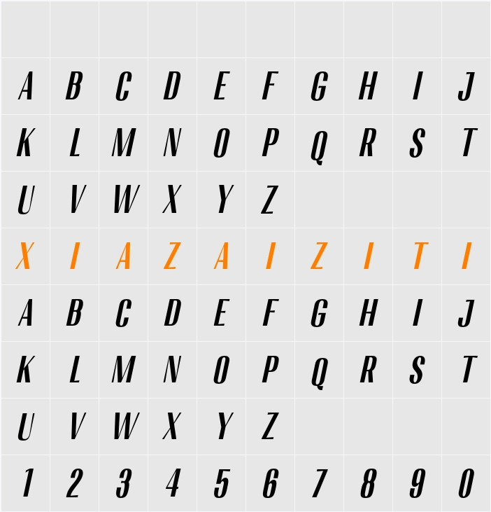 Migha Cond Slant 字符映射表