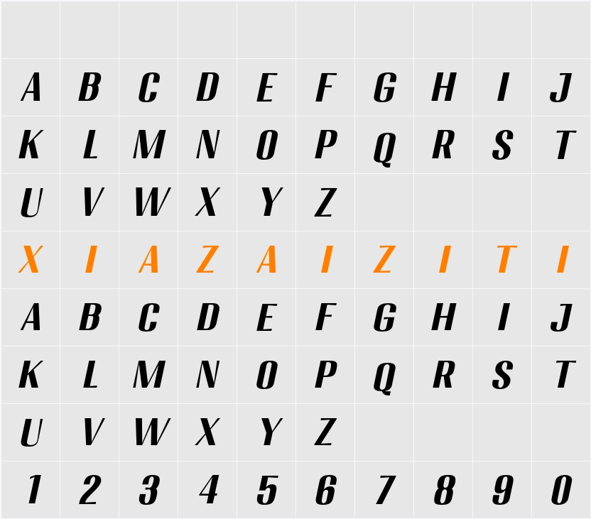 Migha SemExp Slant 字符映射表