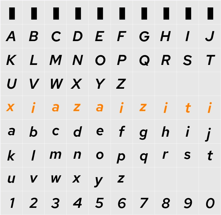 Red Hat Text SemiBold 字符映射表