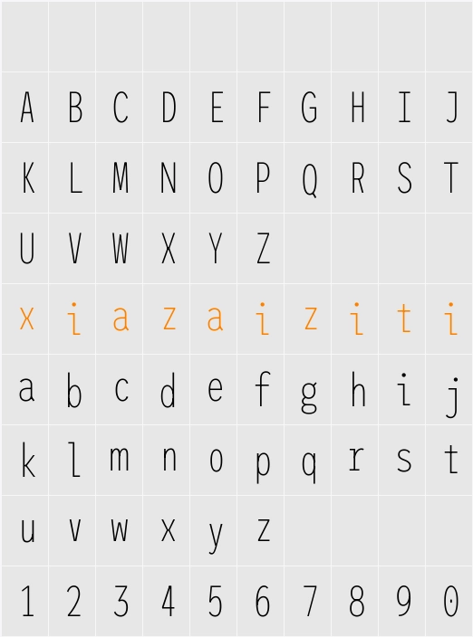 League Mono Thin Condensed 字符映射表